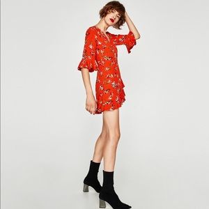 Zara Red Floral Mini Dress